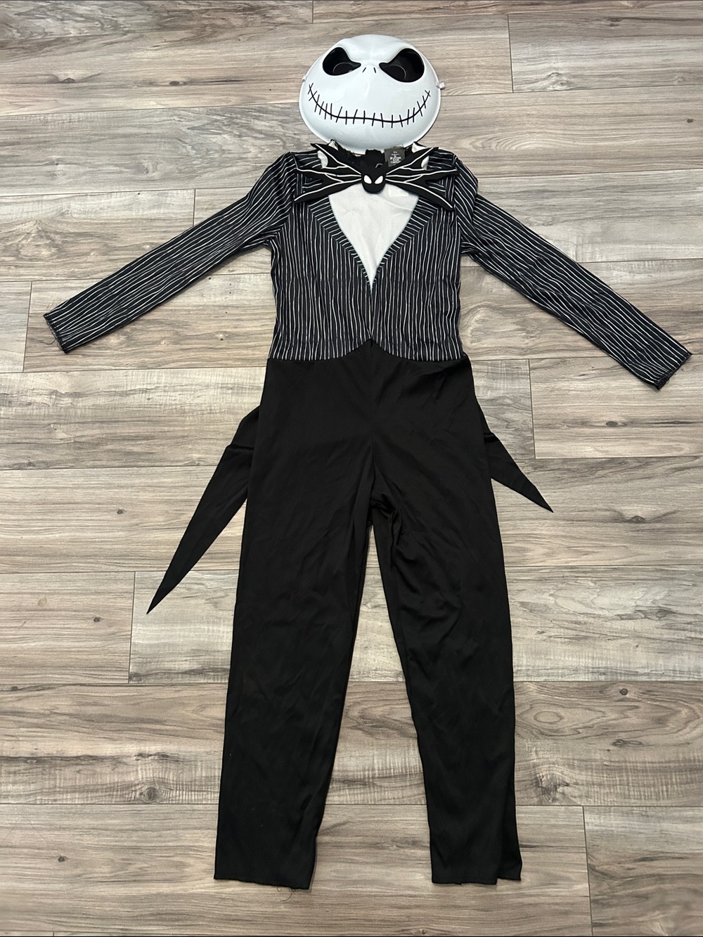 Disney Black & White Striped Halloween Jumpsuit with Mask size M
